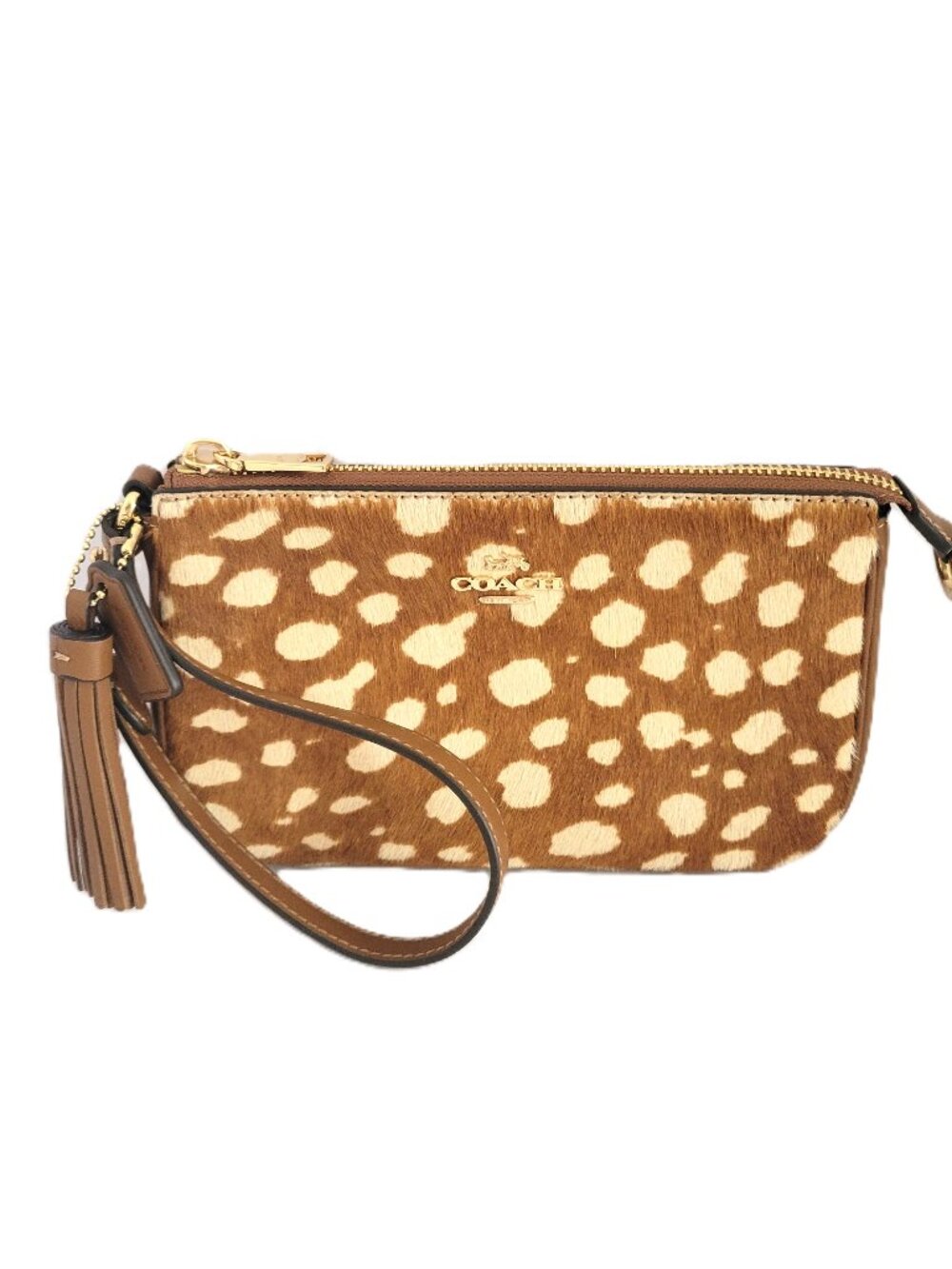 Coach CDW35 Nolita 19 Deer Print Haircalf Small Handbag Clutch Wristlet Brown
